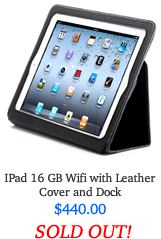 IPad 16 GB Wifi with Leather Cover and Dock $440