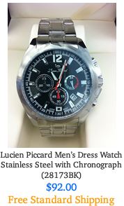 Lucien Piccard Stainless Steel Men's Watch (28173BK) $92 + Free Shipping