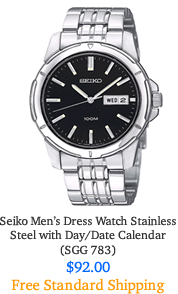 Seiko SGG783 Stainless Steel Black Dial with Bilingual Day/Date Calendar Water Resistant 100m